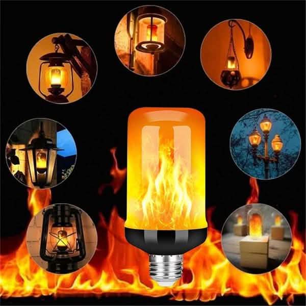 E27 LED flame effect light bulb by DailySale; orange flame glow for indoor lighting, screw base.