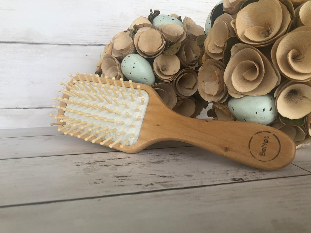 Bamboo Detangling Hair Brush With Natural Rubber Cushion 9 Inch by STATESIDE NOVA