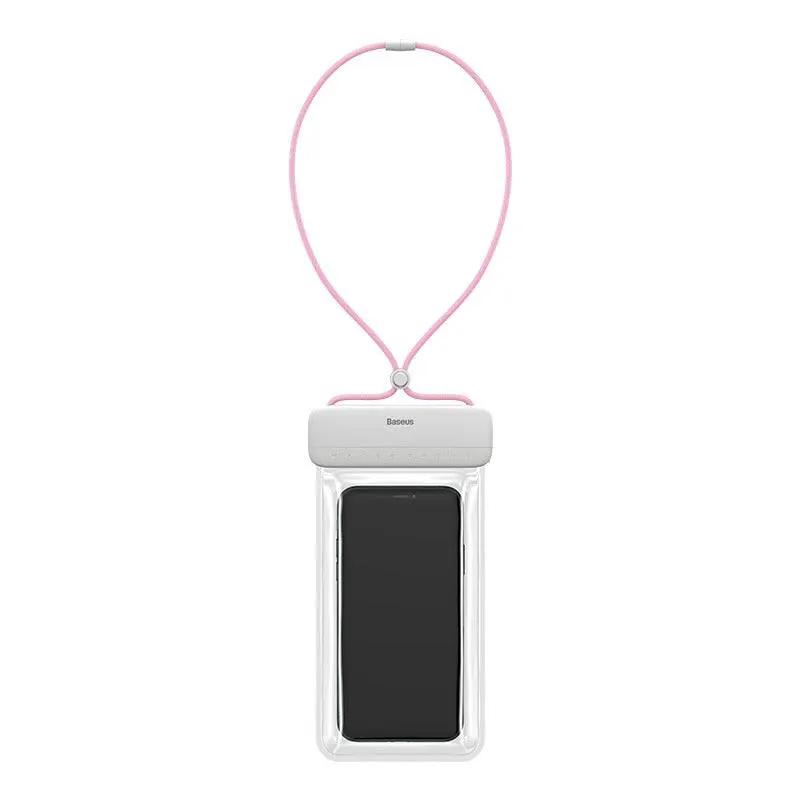 Floating waterproof phone pouch Baseus with pink lanyard for 7.2-inch phones