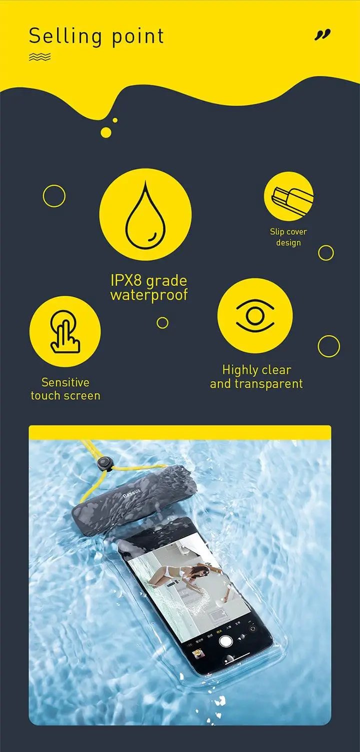 Stevvex floating waterproof phone pouch, 7.2-inch case for swimming with IPX8 rating