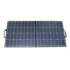 ACOPOWER foldable solar panel folded into its carrying case.
