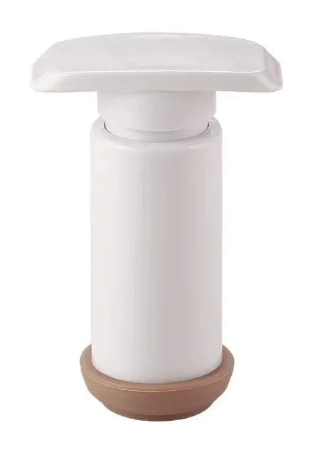 Food Vacuum Storage Box by Anti Spier — white cylindrical container with brown base and pump lid