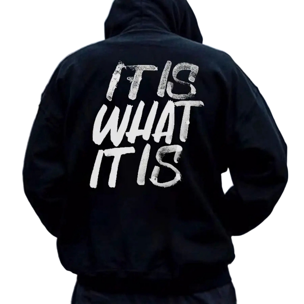 Men's It Is What It Is Distressed Hoodie - clean cutout