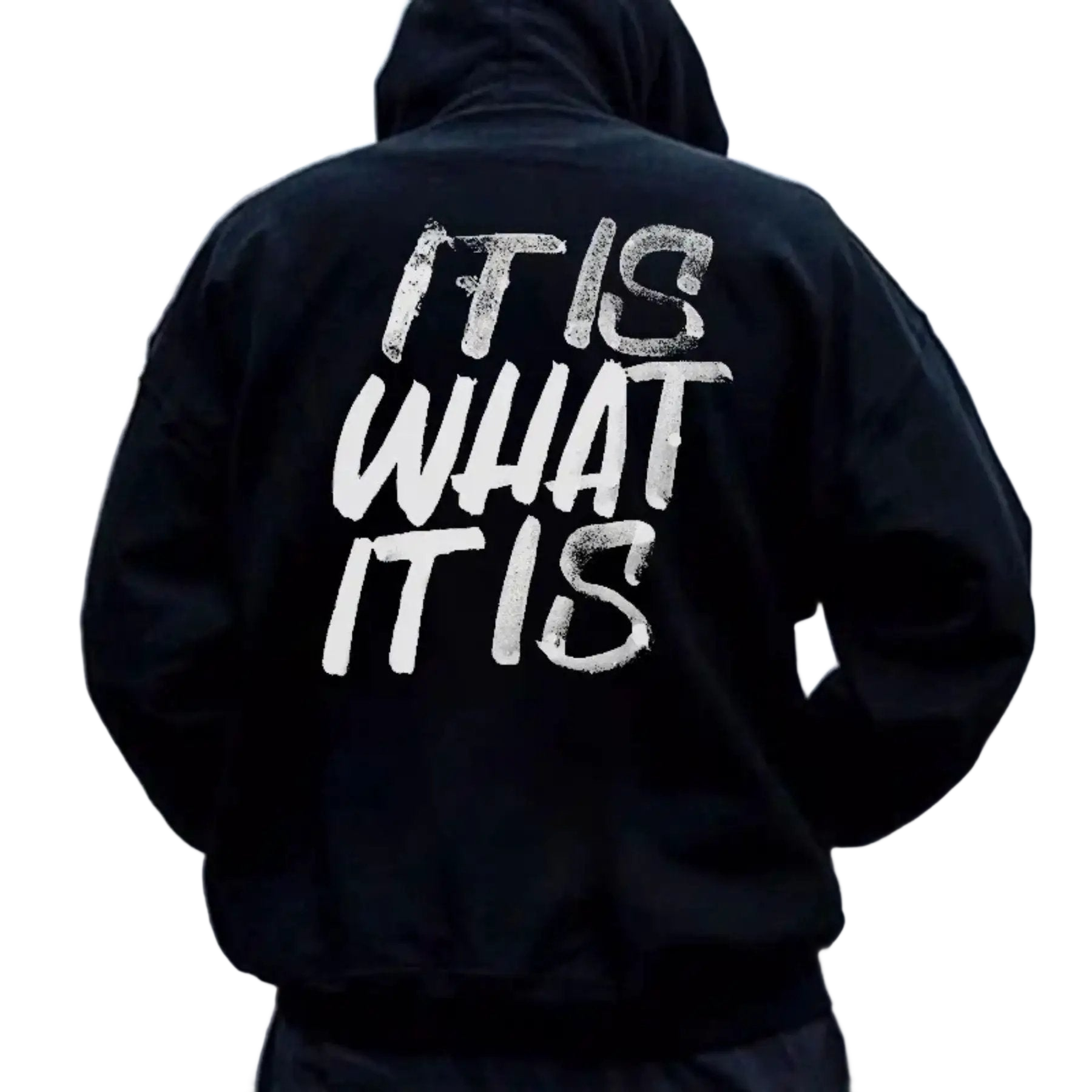 Men's It Is What It Is Distressed Hoodie - clean cutout