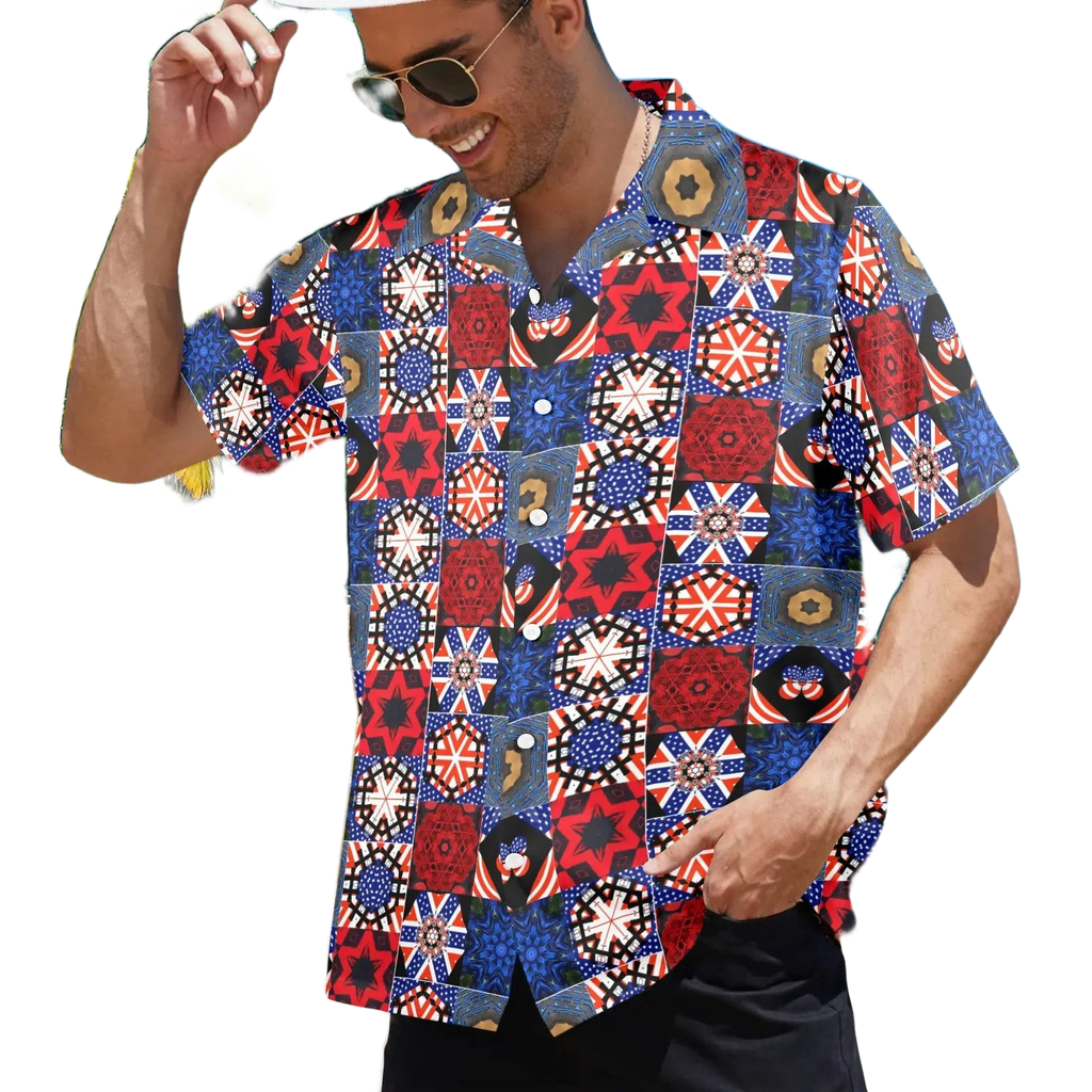 Men's Patriotic USA Flag Hawaiian Shirt - clean cutout