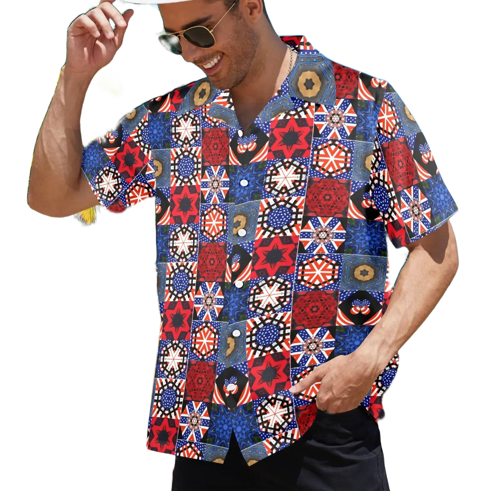Men's Patriotic USA Flag Hawaiian Shirt - clean cutout
