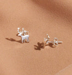 Deerly Loved Sterling Silver Stud Earrings – Festive Reindeer Charm