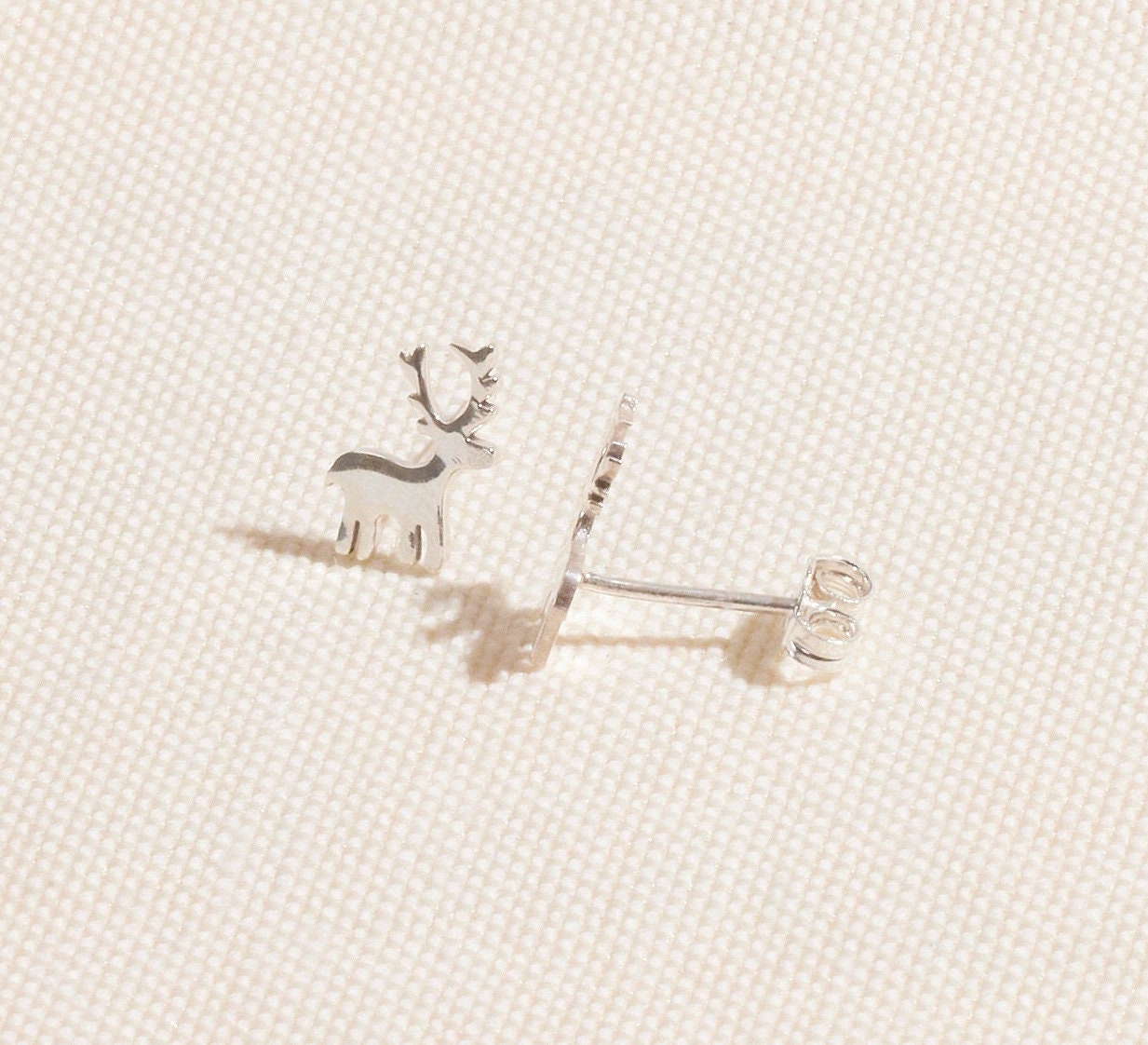 Deerly Loved Sterling Silver Stud Earrings – Festive Reindeer Charm