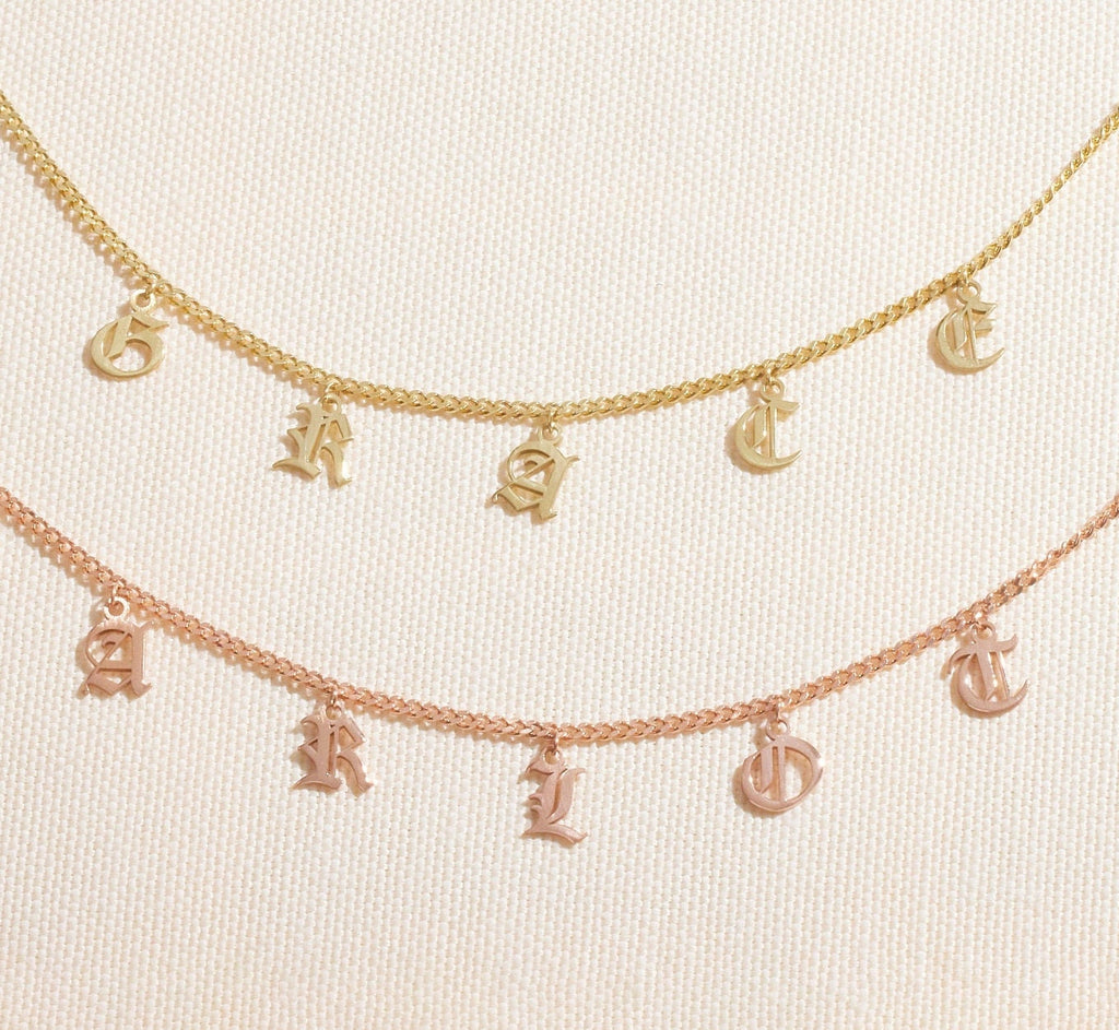 Personalized Name Necklace in Gothic Design Style