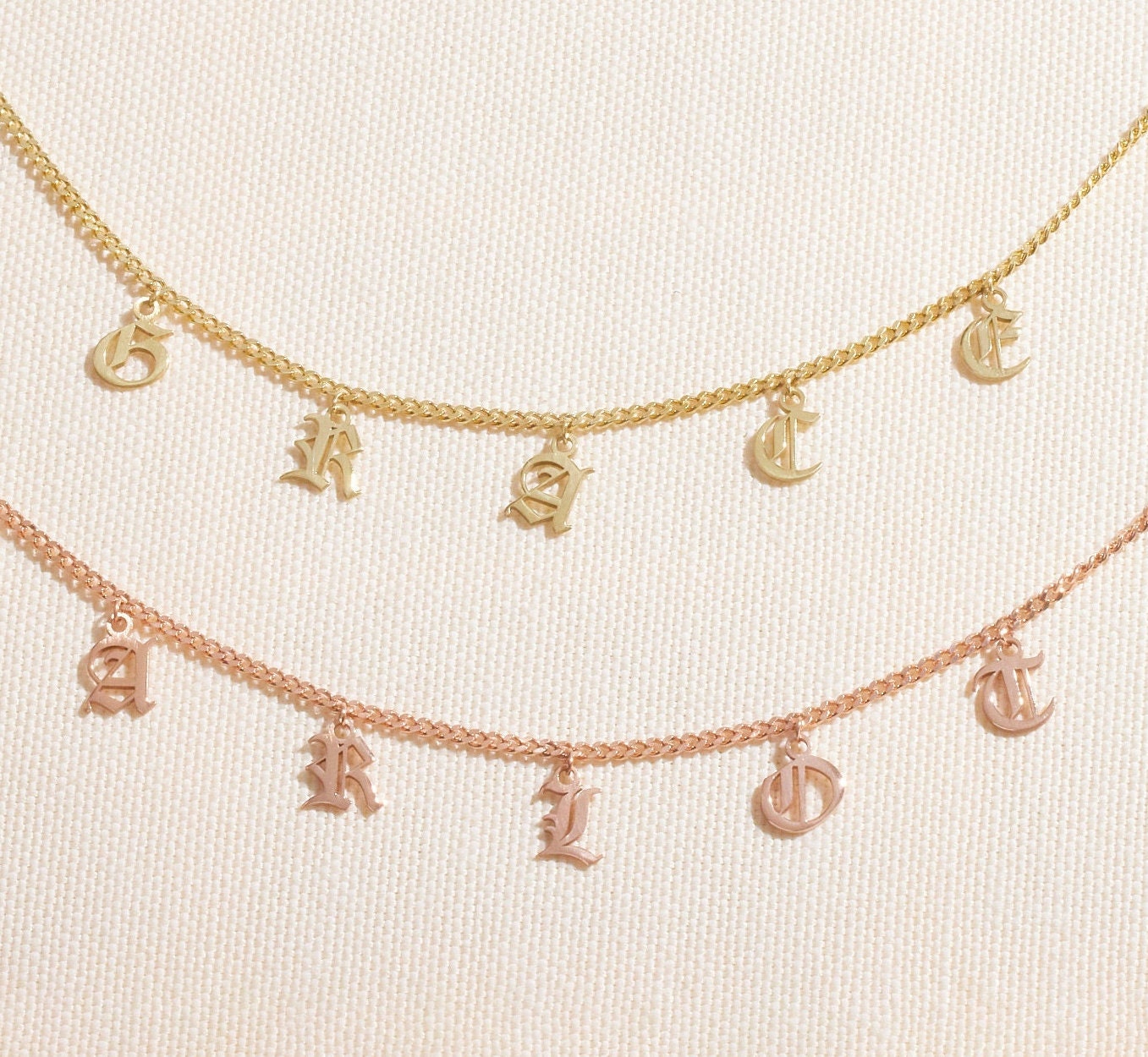 Personalized Name Necklace in Gothic Design Style