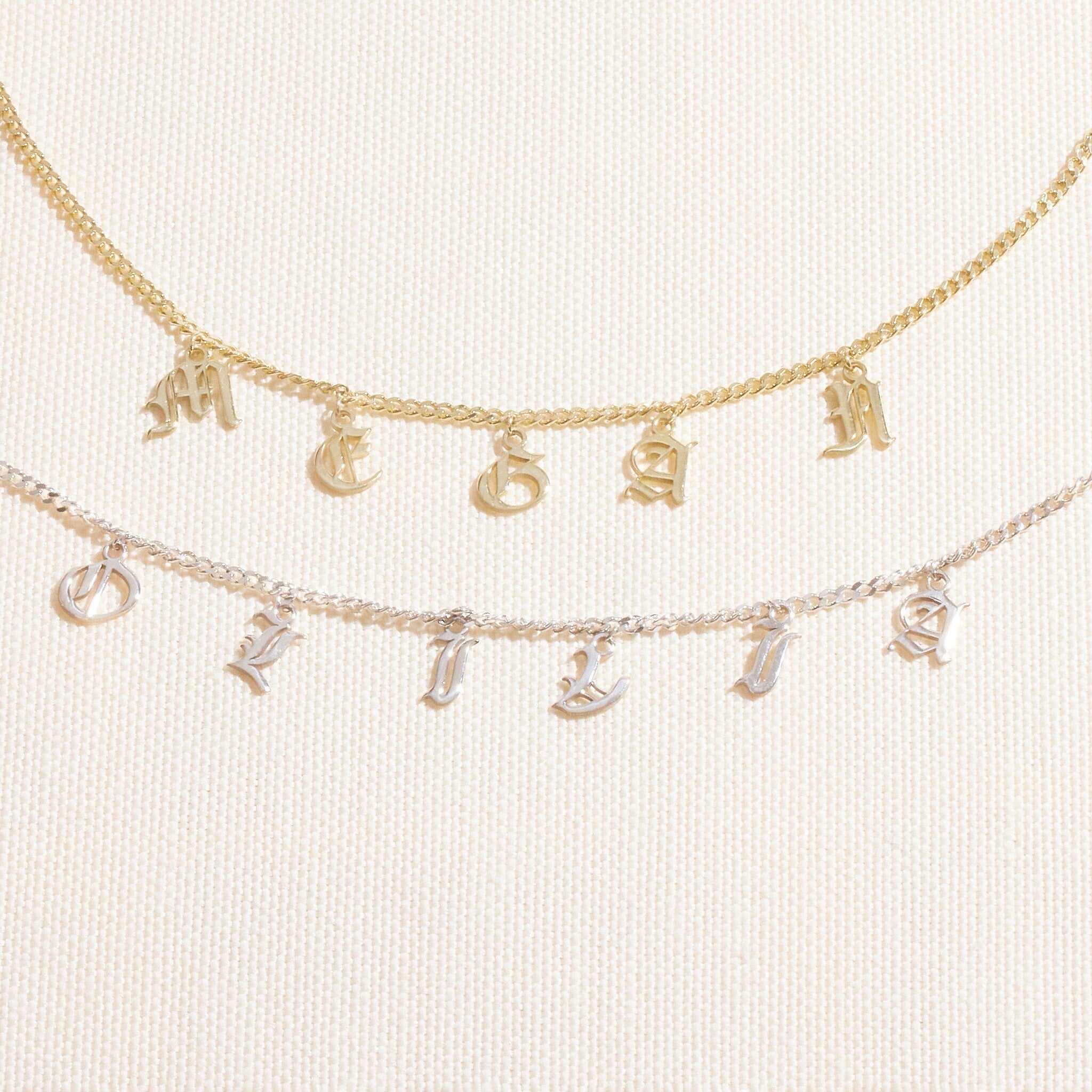 Personalized Name Necklace in Gothic Design Style