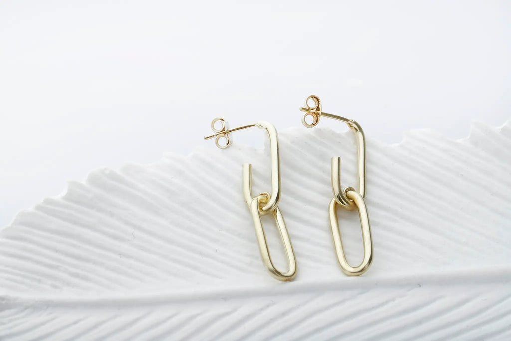 Chunky Link Chain Earrings in gold-tone metal by silvergoldandrose