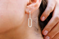 Chunky link chain earrings in silver by silvergoldandrose; bold drop jewelry.