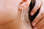 Chunky link chain earrings in silver by silvergoldandrose; bold drop jewelry.