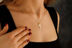 Radiant Faith Cross Necklace in Silver, Gold and Rose