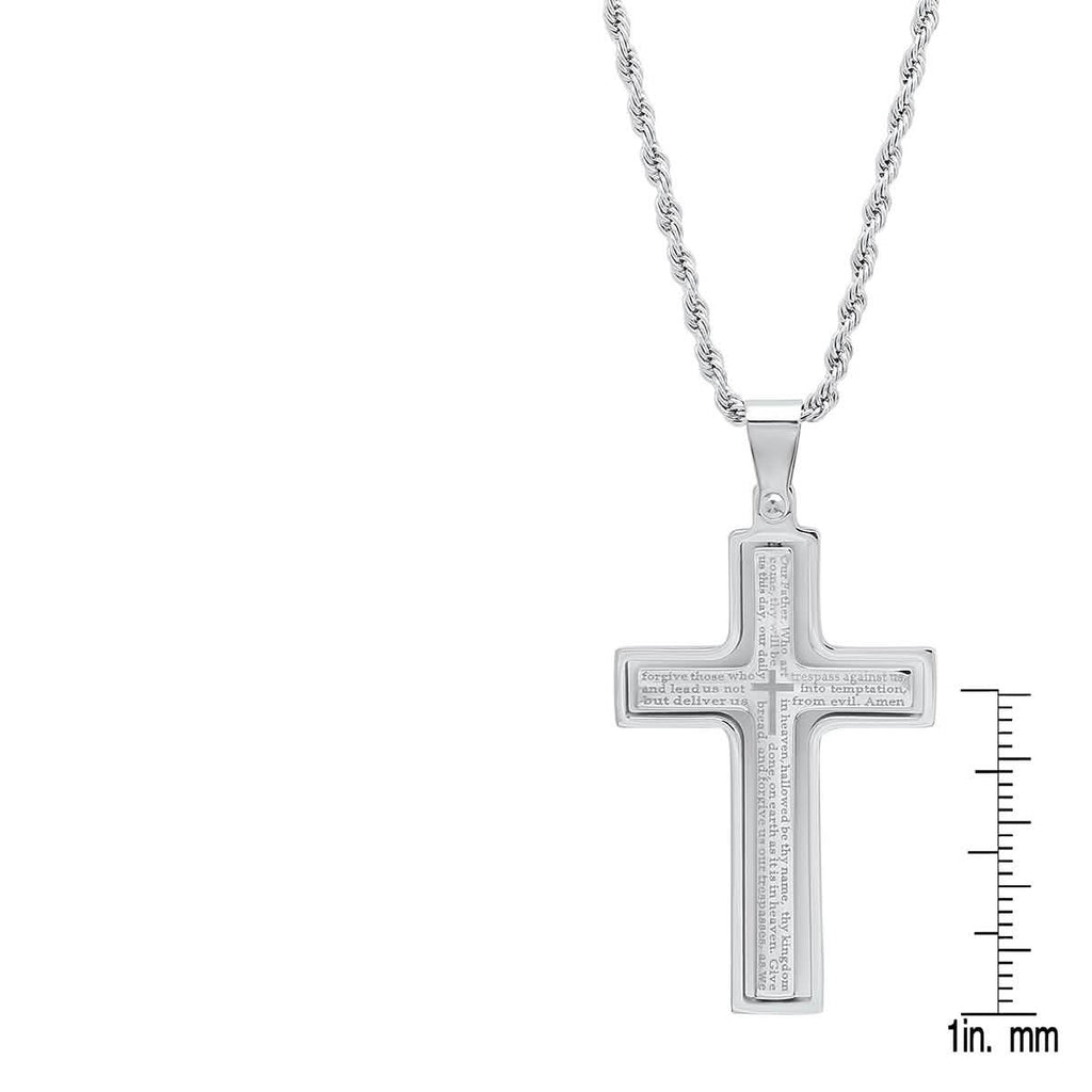Men's stainless steel Our Father rotating cross pendant necklace by DailySale