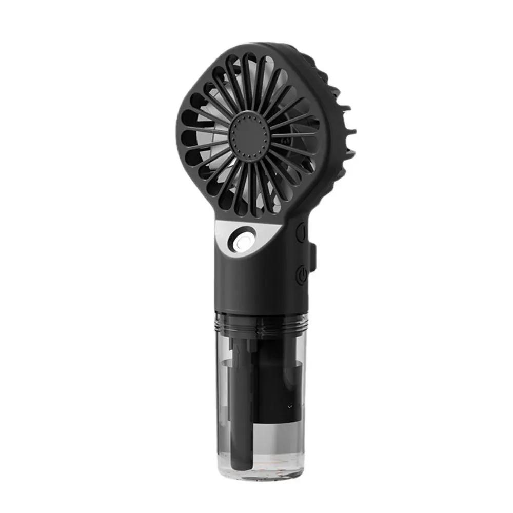 Stevvex handheld misting fan, USB rechargeable, 4-speed, black mini personal fan with water reservoir