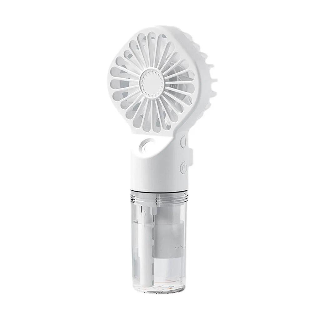 Stevvex white handheld misting fan with water reservoir, USB rechargeable, 4-speed portable