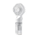 Stevvex white handheld misting fan with water reservoir, USB rechargeable, 4-speed portable