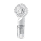 Stevvex white handheld misting fan with water reservoir, USB rechargeable, 4-speed portable