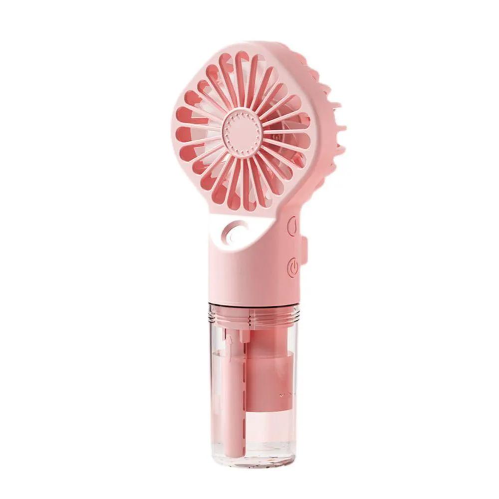 Stevvex pink handheld USB rechargeable spray fan with water reservoir and 4-speed settings