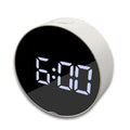 Stevvex digital alarm clock with mirror surface, white round case and large LED display