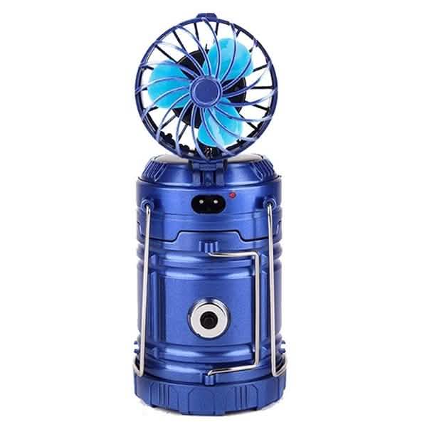 Solar USB Charging Tent Light + Fan by DailySale, blue portable camping lantern for outdoor use