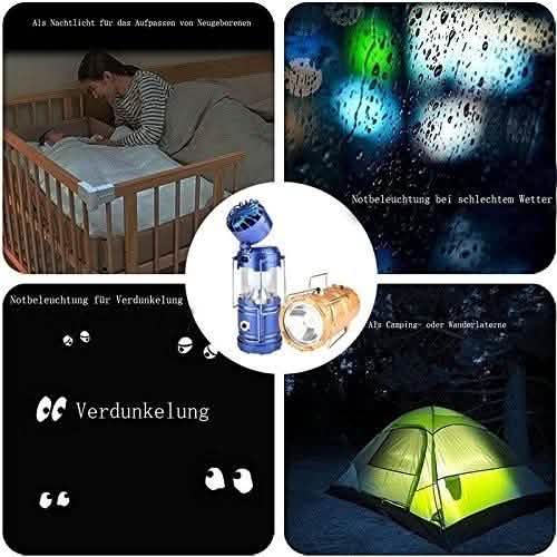 Solar USB Charging Tent Light + Fan by DailySale for outdoor camping and emergencies