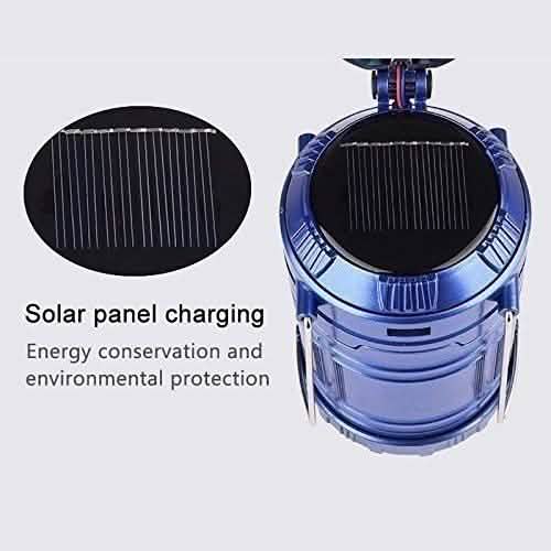 DailySale Solar USB Charging Tent Light + Fan, blue camping lantern with solar panel charging