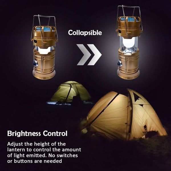 DailySale solar USB tent light and fan, bronze collapsible lantern with brightness control