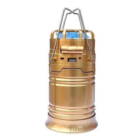 Solar USB Charging Tent Light + Fan by DailySale, gold outdoor lantern with handle