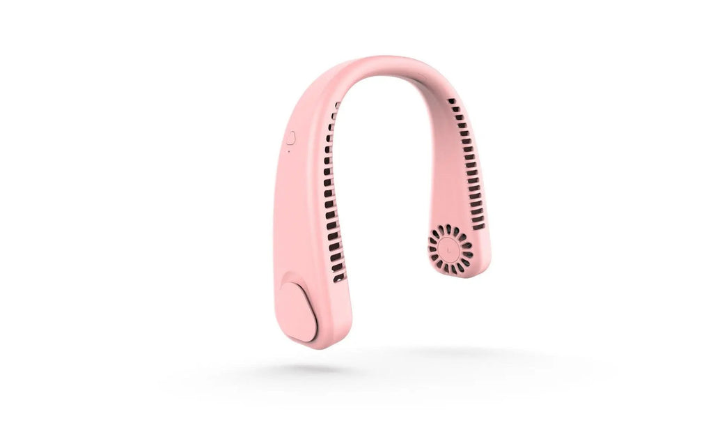 Hanging neck fan Stevvex, pink bladeless wearable USB rechargeable personal mini fan