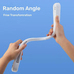 Stevvex hanging neck bladeless fan, white USB rechargeable, portable hands-free mini fan