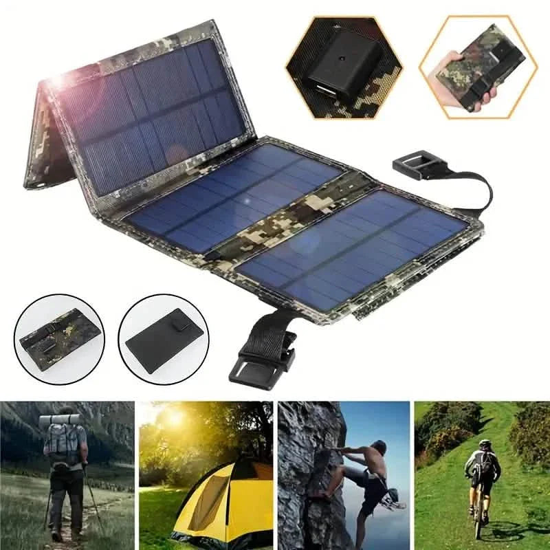 USB Foldable Solar Panel charger in camo case for mobile devices by DailySale