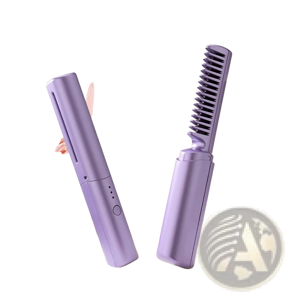 Wireless Hair Straightener Brush Portable Ceramic Comb