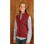 Women's Ridgeport zip alpaca vest, side view.